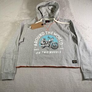 Royal Enfield Hoodie Womens 2XL Gray Pullover Fleece Sweatshirt Motorcycle NEW